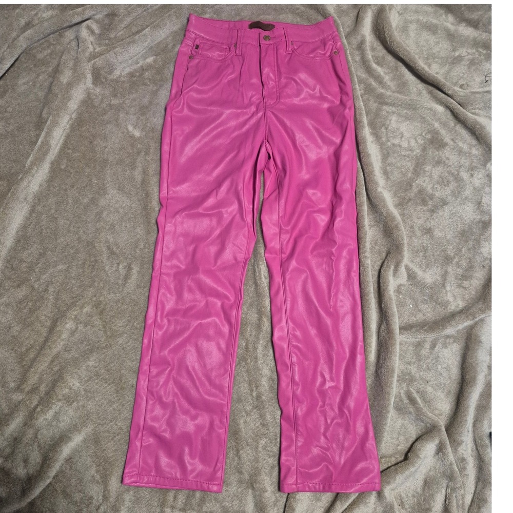 Judy Blue Pink Faux Leather Straight Leg Pants JB88748 Size 5/27